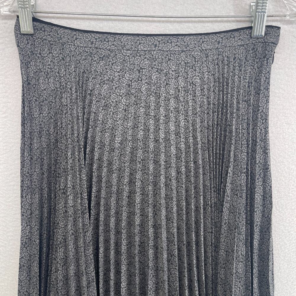 VINCE Skirt 2 XS Drape Accordion Pleated Floral Swing Midi Side Zip Gray - Picture 3 of 11
